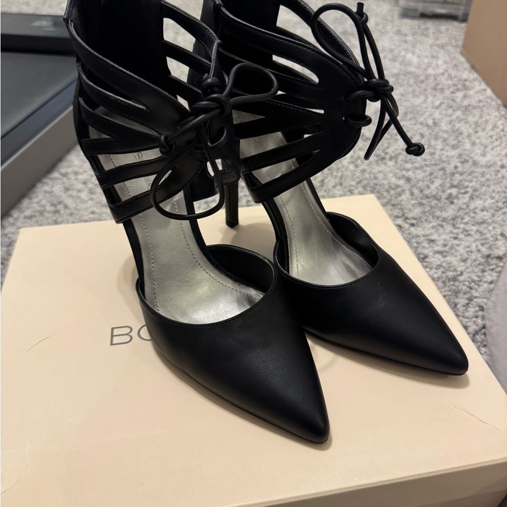 BCBGeneration Black Lace-Up Heels